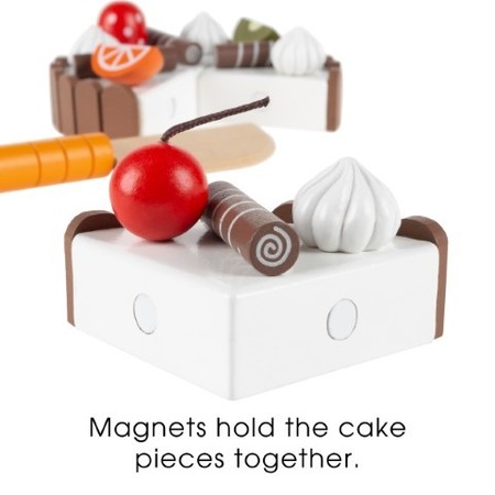 Toy Time Birthday Cake Wooden Magnetic Dessert with Knife, Fruit Toppings, Pretend Play Party Food
for Kids 265767UEC